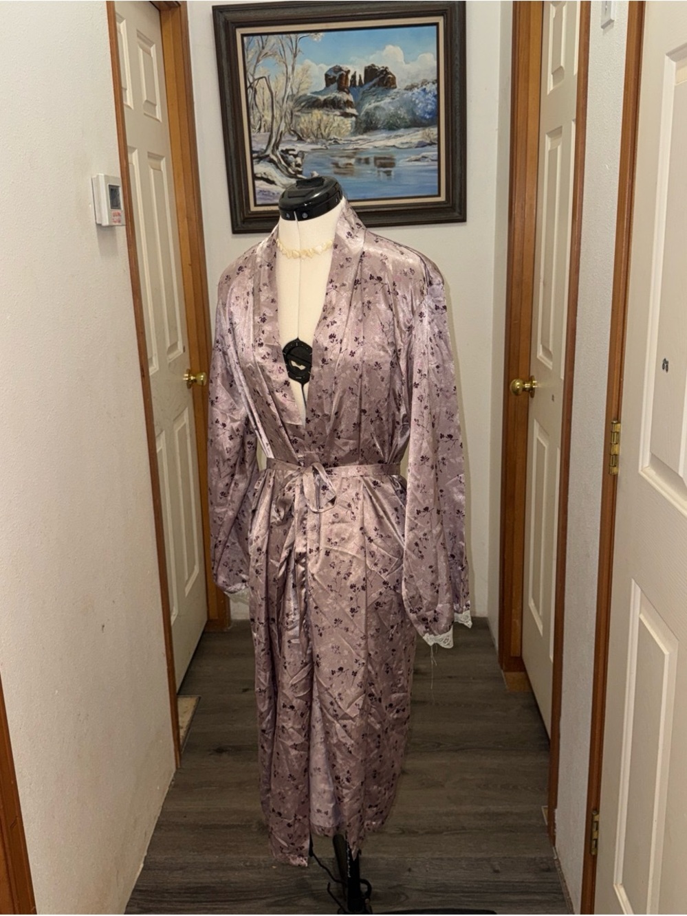 Jones New York Lavender Satin Floral Robe